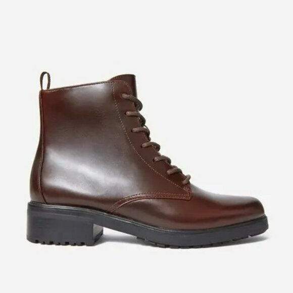 Everlane Modern Minimal Utility Lace-Up Lug Sole Boot Chocolate Brown - Size 6